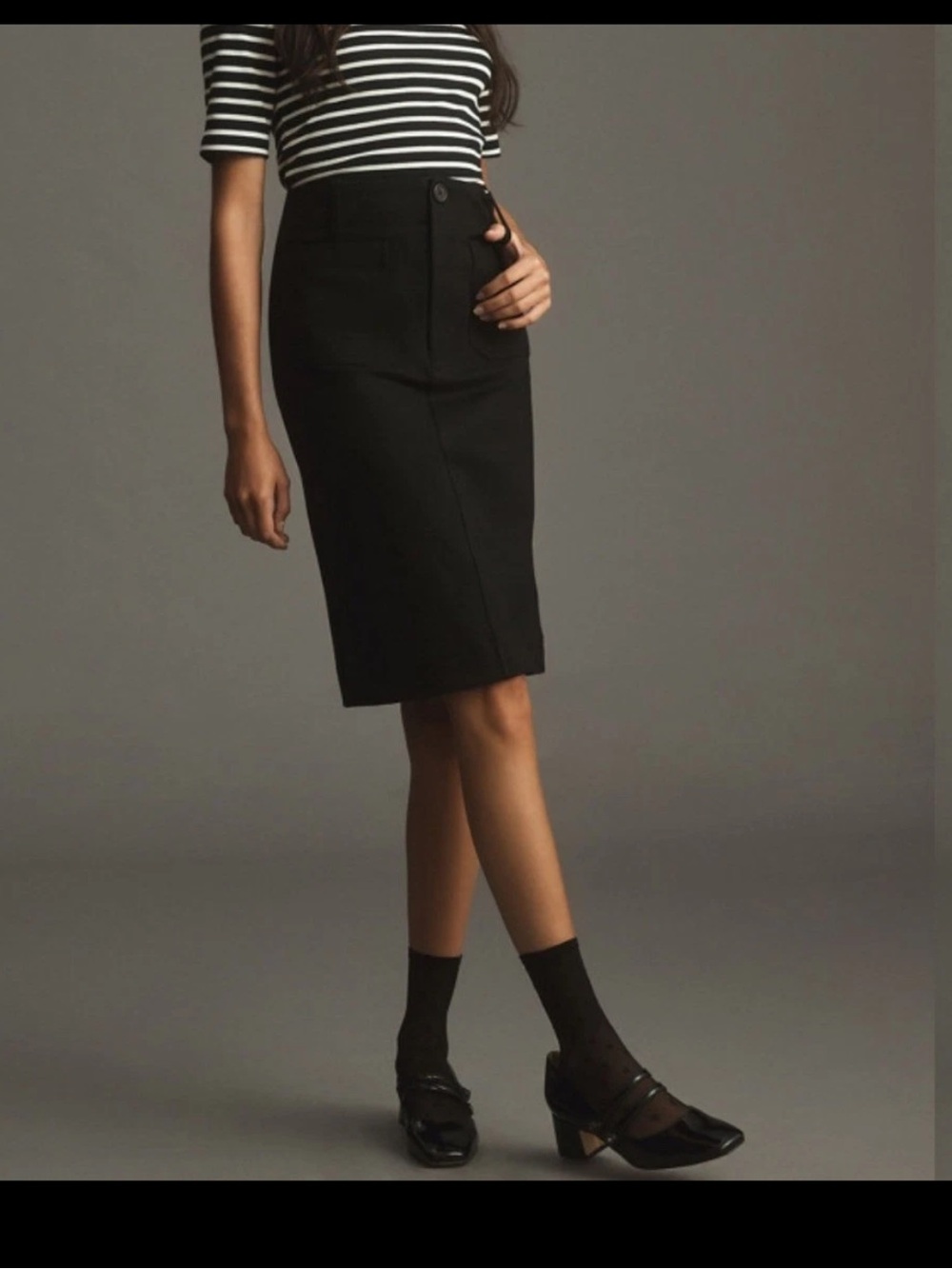 Maeve Anthropologie The Colette Skirt Womens Black Pocket Midi Pencil S Career